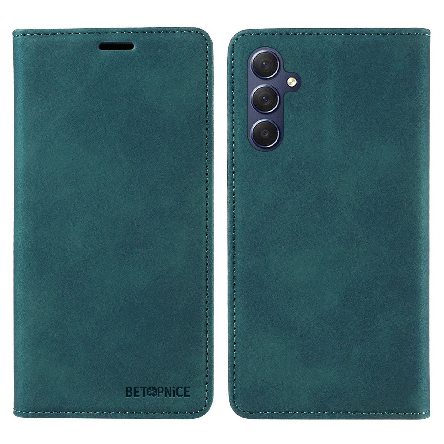 Uniqkart 003 For Samsung Galaxy M54 5G / F54 5G Shockproof PU Leather Cell Phone Case Wallet RFID Blocking Phone Stand Cover - Green