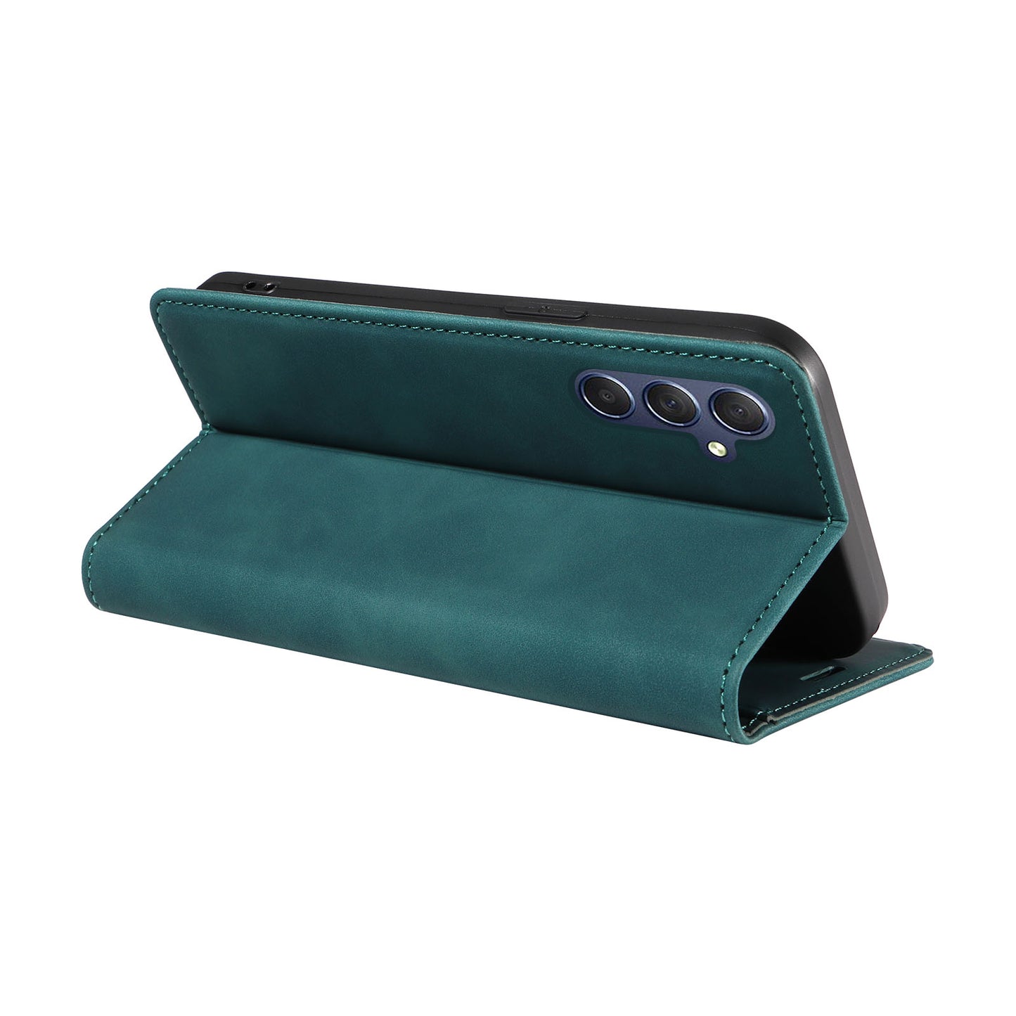 Uniqkart 003 For Samsung Galaxy M54 5G / F54 5G Shockproof PU Leather Cell Phone Case Wallet RFID Blocking Phone Stand Cover - Green