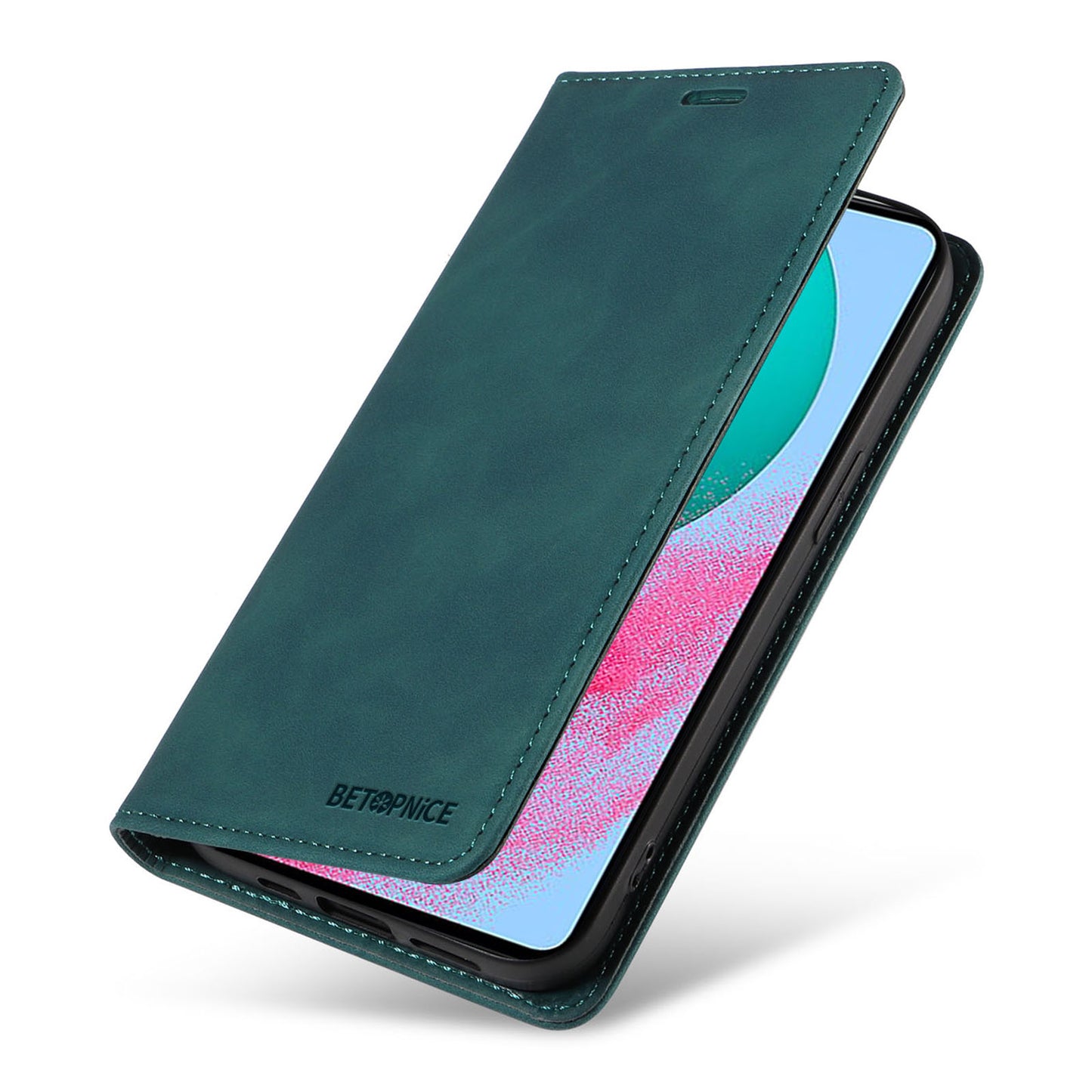 Uniqkart 003 For Samsung Galaxy M54 5G / F54 5G Shockproof PU Leather Cell Phone Case Wallet RFID Blocking Phone Stand Cover - Green