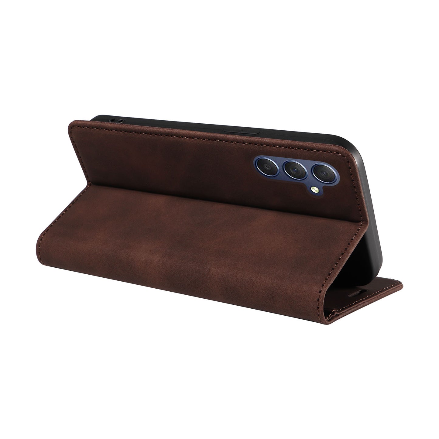 Uniqkart 003 For Samsung Galaxy M54 5G / F54 5G Shockproof PU Leather Cell Phone Case Wallet RFID Blocking Phone Stand Cover - Brown