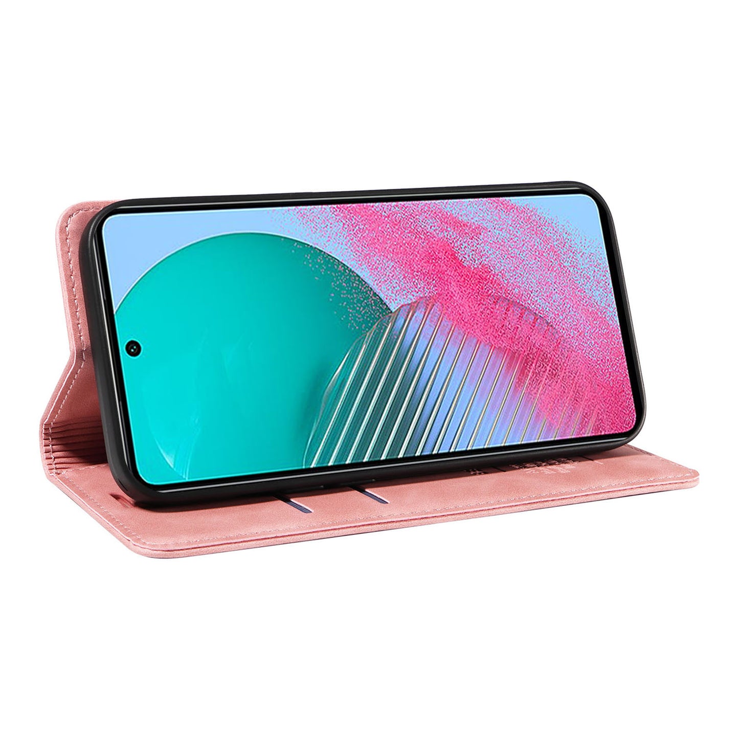 Uniqkart 003 For Samsung Galaxy M54 5G / F54 5G Shockproof PU Leather Cell Phone Case Wallet RFID Blocking Phone Stand Cover - Pink