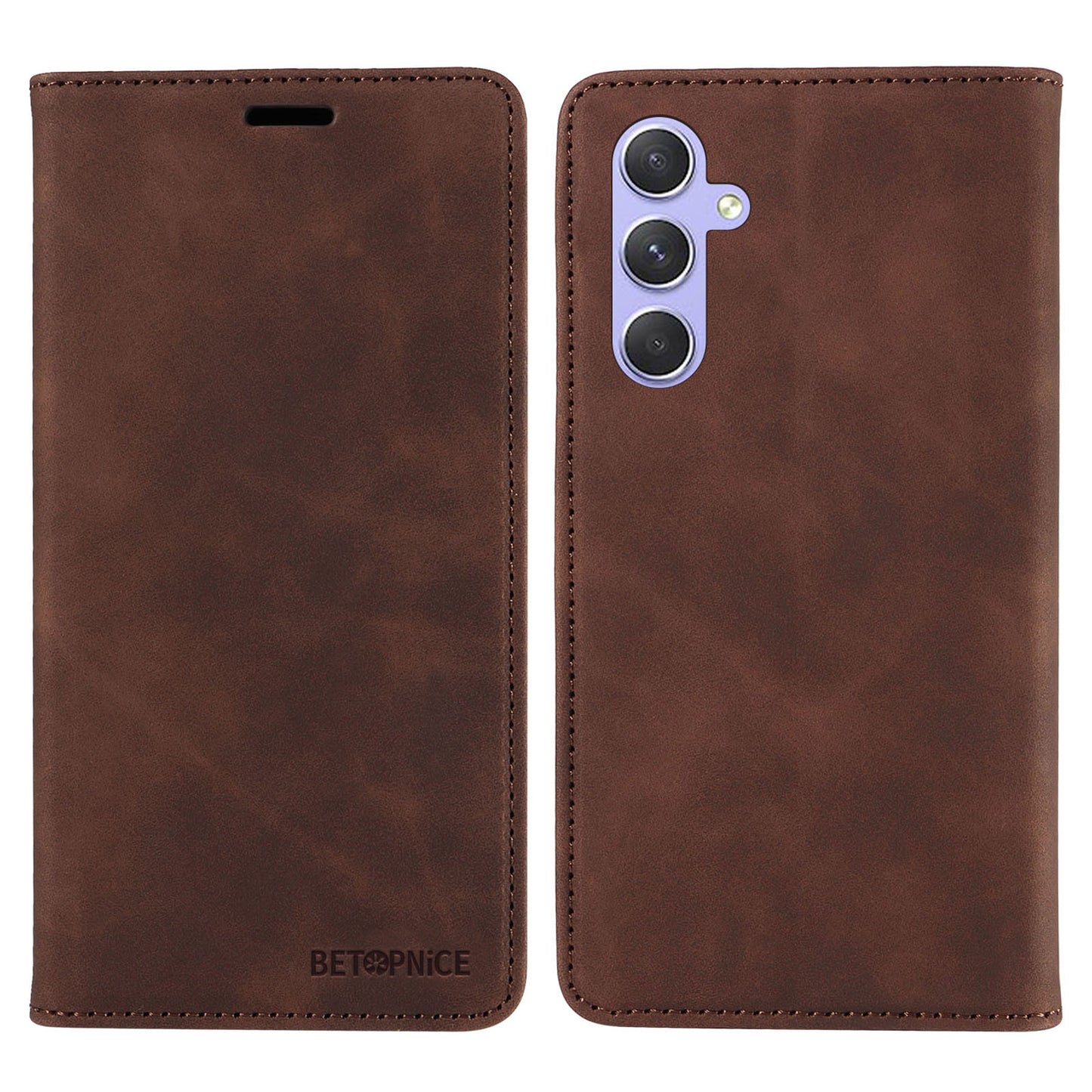 Uniqkart 003 Phone Stand Cover For Samsung Galaxy A54 5G , Anti-Dust Wallet RFID Blocking PU Leather Case - Brown
