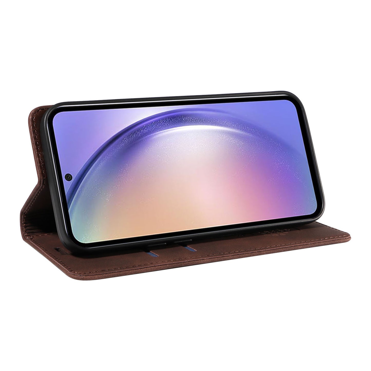 Uniqkart 003 Phone Stand Cover For Samsung Galaxy A54 5G , Anti-Dust Wallet RFID Blocking PU Leather Case - Brown