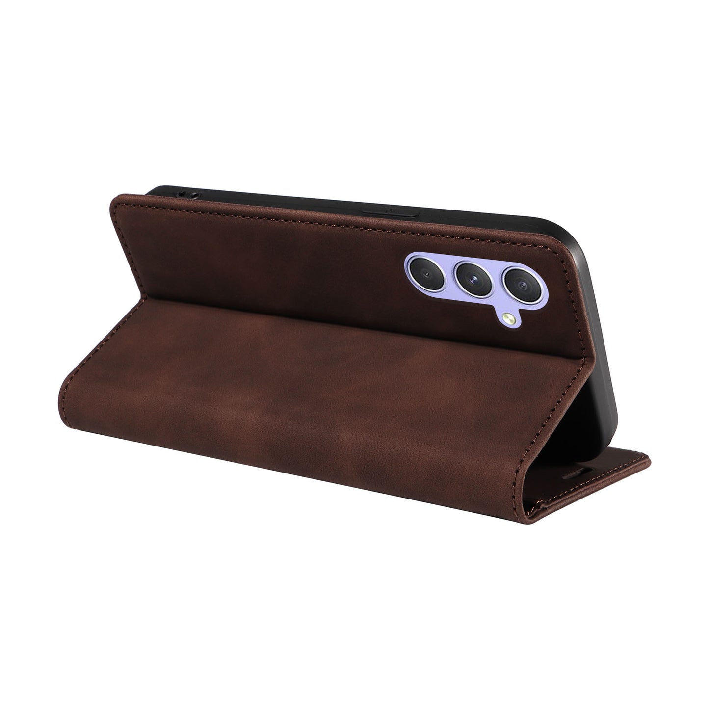 Uniqkart 003 Phone Stand Cover For Samsung Galaxy A54 5G , Anti-Dust Wallet RFID Blocking PU Leather Case - Brown