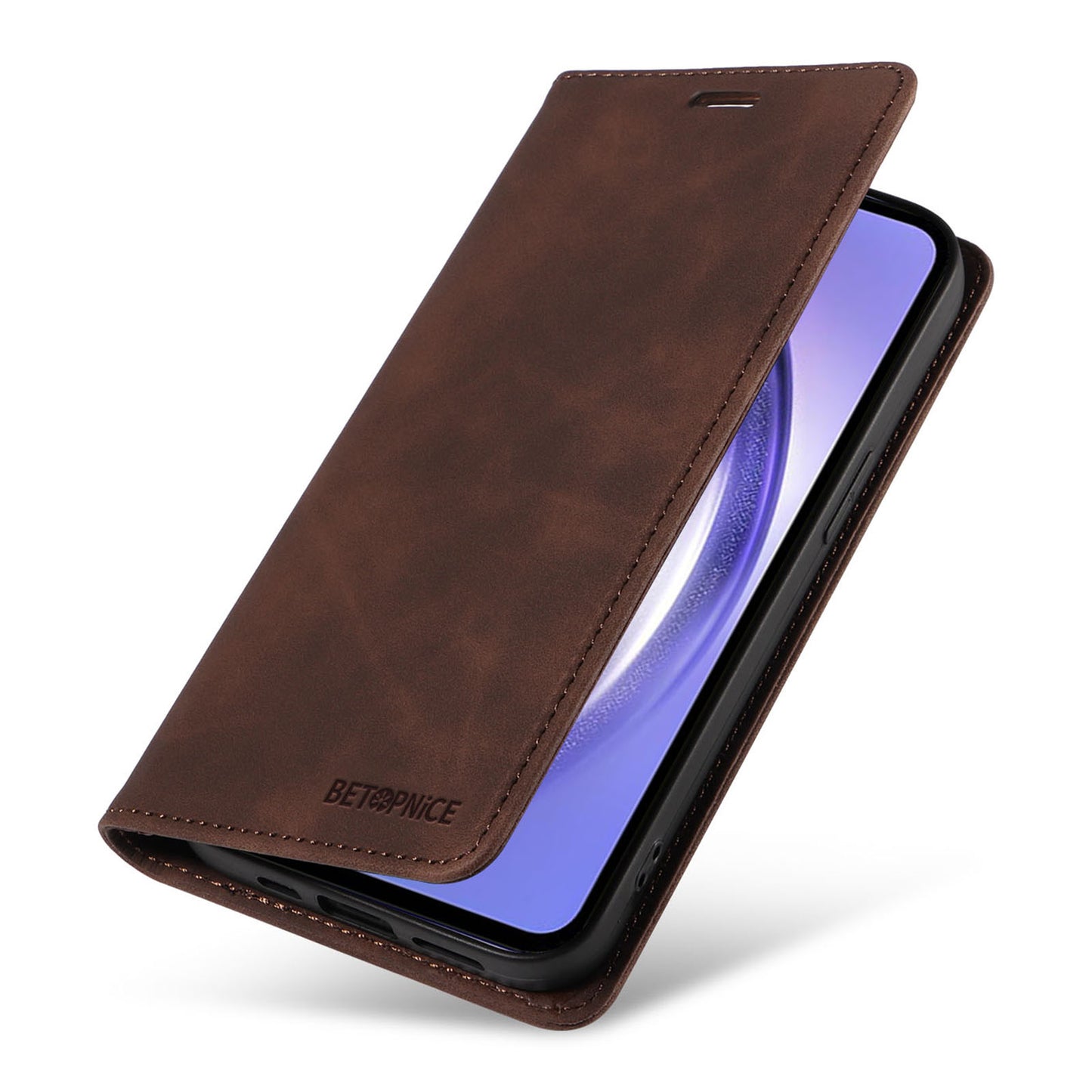 Uniqkart 003 Phone Stand Cover For Samsung Galaxy A54 5G , Anti-Dust Wallet RFID Blocking PU Leather Case - Brown