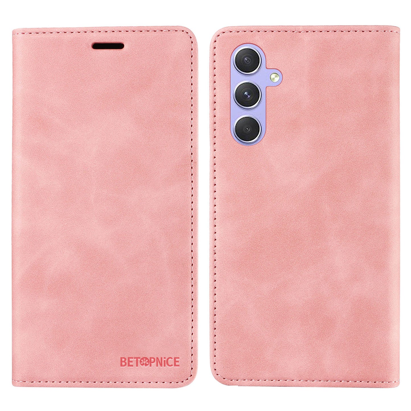 Uniqkart 003 Phone Stand Cover For Samsung Galaxy A54 5G , Anti-Dust Wallet RFID Blocking PU Leather Case - Pink