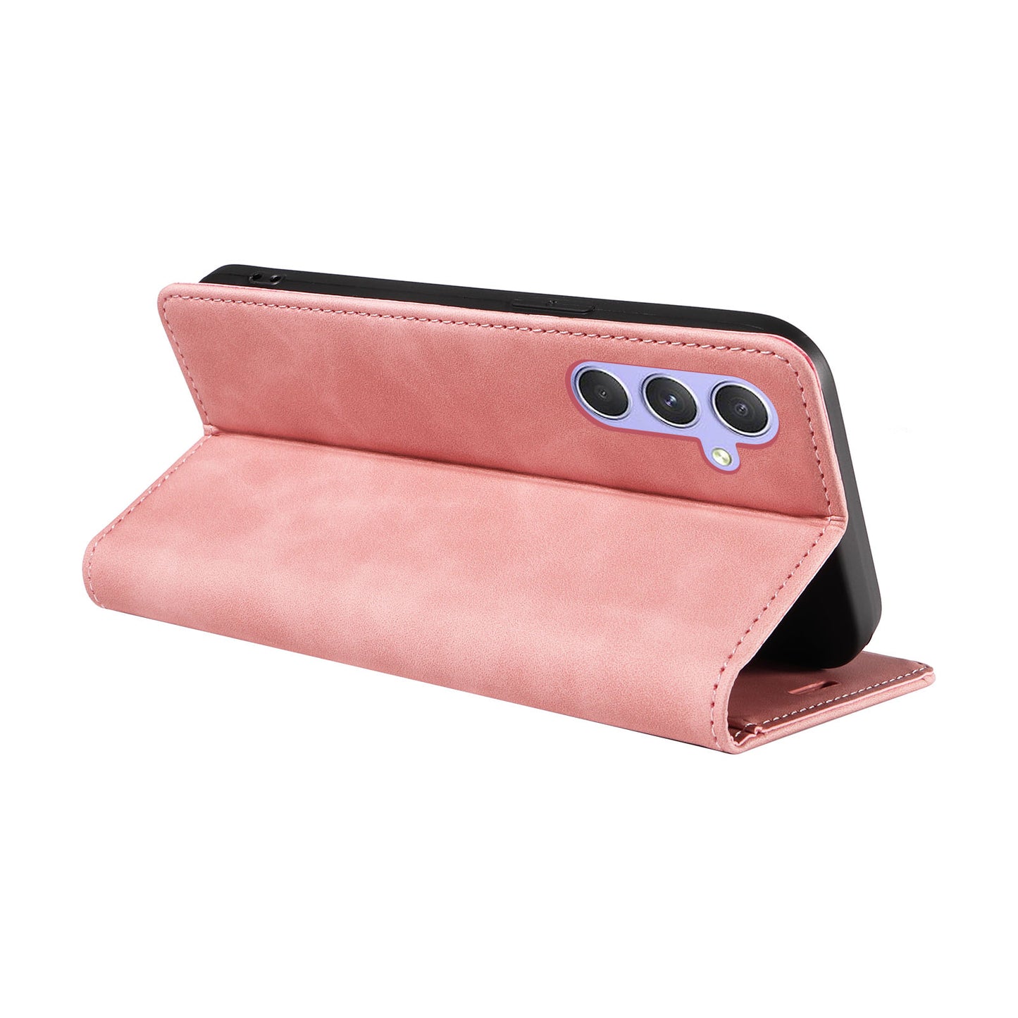Uniqkart 003 Phone Stand Cover For Samsung Galaxy A54 5G , Anti-Dust Wallet RFID Blocking PU Leather Case - Pink