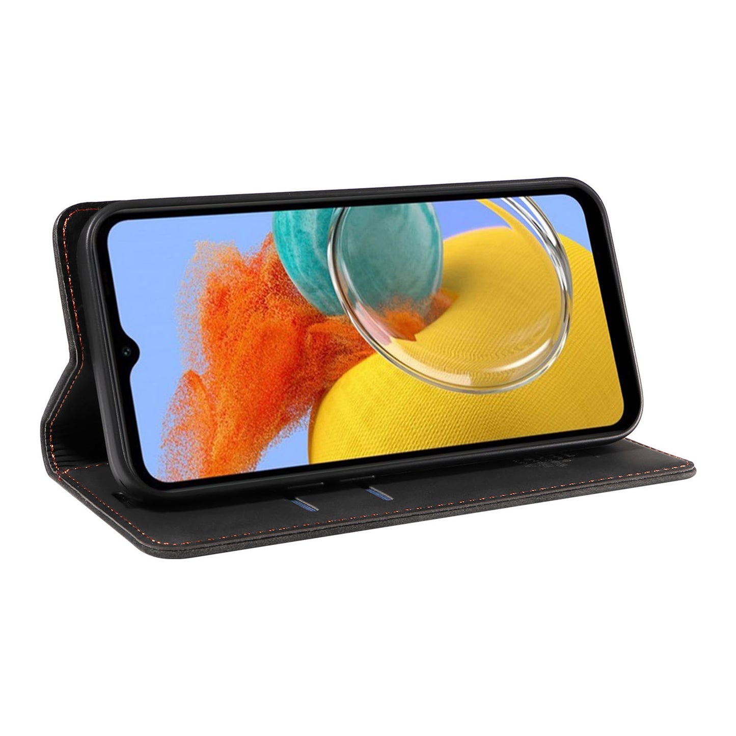 Uniqkart 003 RFID Blocking Phone Cover For Samsung Galaxy F14 5G / M14 5G , PU Leather Stand Wallet Mobile Phone Case - Black