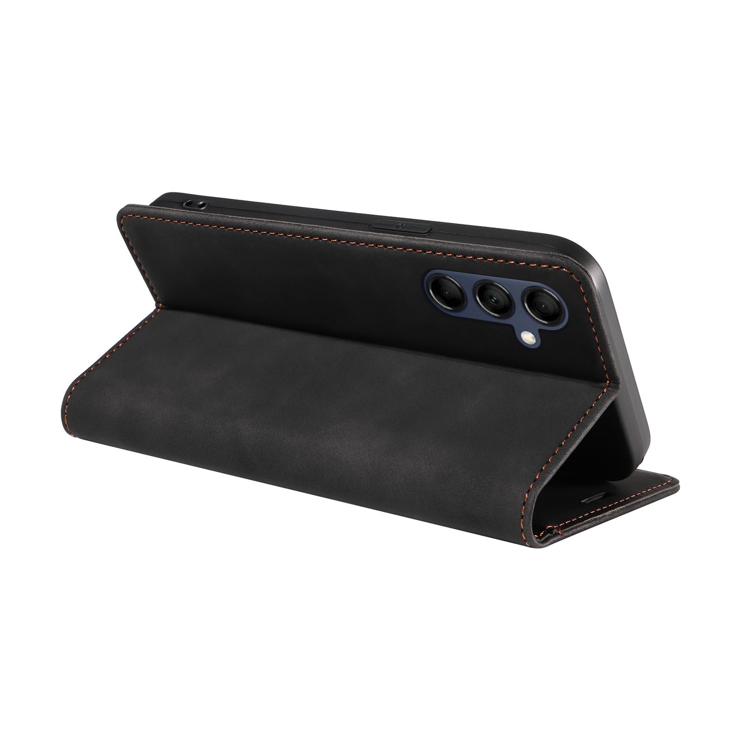 Uniqkart 003 RFID Blocking Phone Cover For Samsung Galaxy F14 5G / M14 5G , PU Leather Stand Wallet Mobile Phone Case - Black