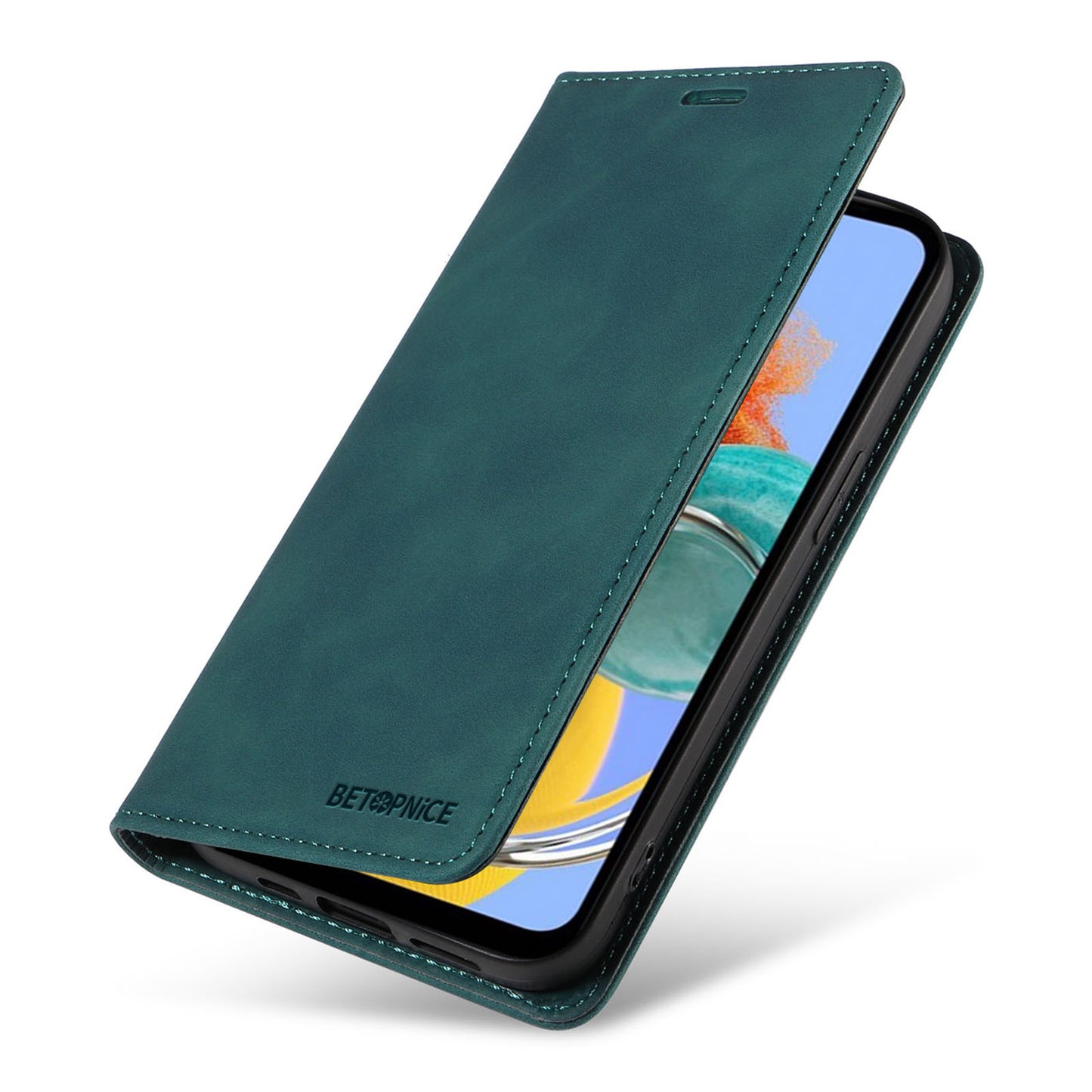Uniqkart 003 RFID Blocking Phone Cover For Samsung Galaxy F14 5G / M14 5G , PU Leather Stand Wallet Mobile Phone Case - Green