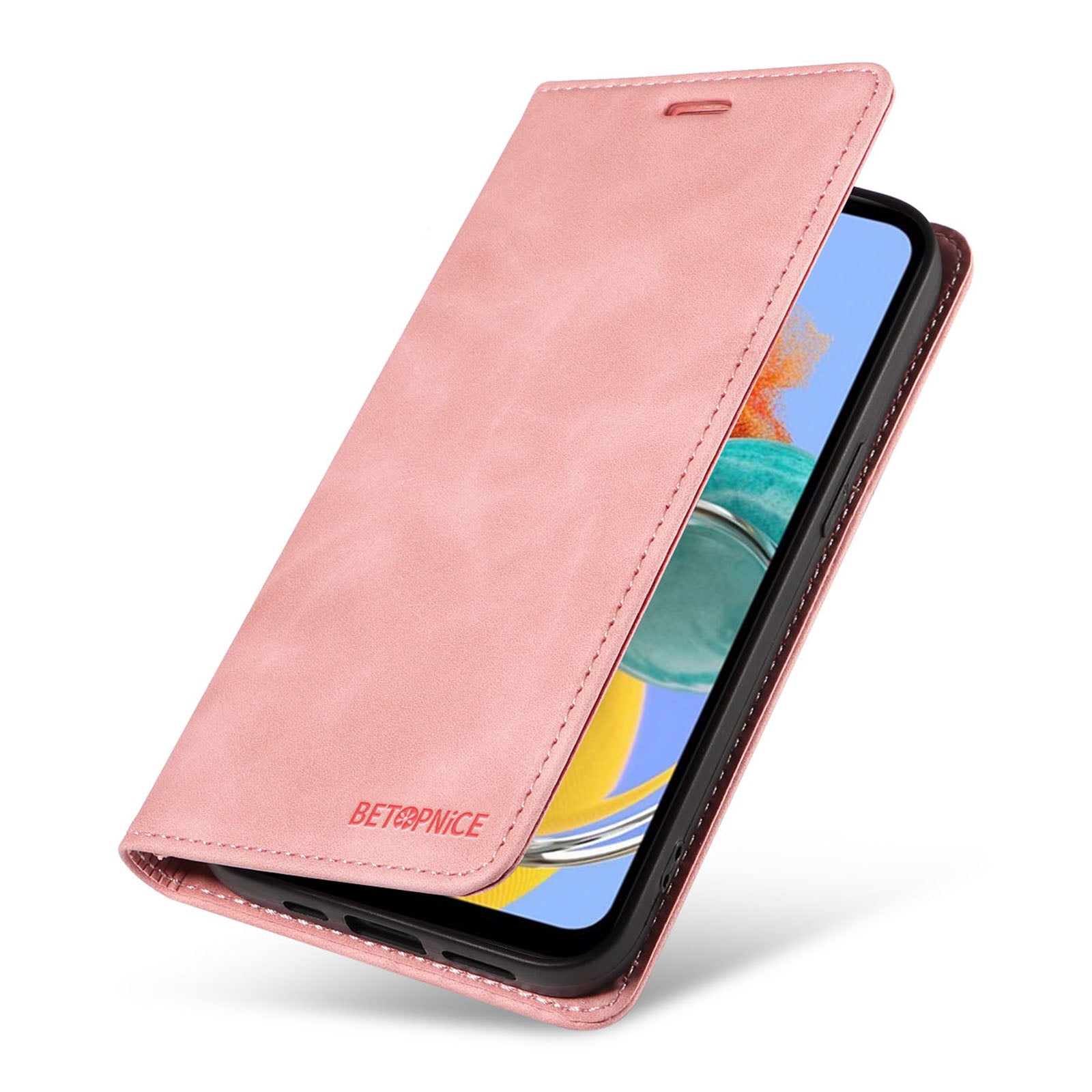 Uniqkart 003 RFID Blocking Phone Cover For Samsung Galaxy F14 5G / M14 5G , PU Leather Stand Wallet Mobile Phone Case - Pink