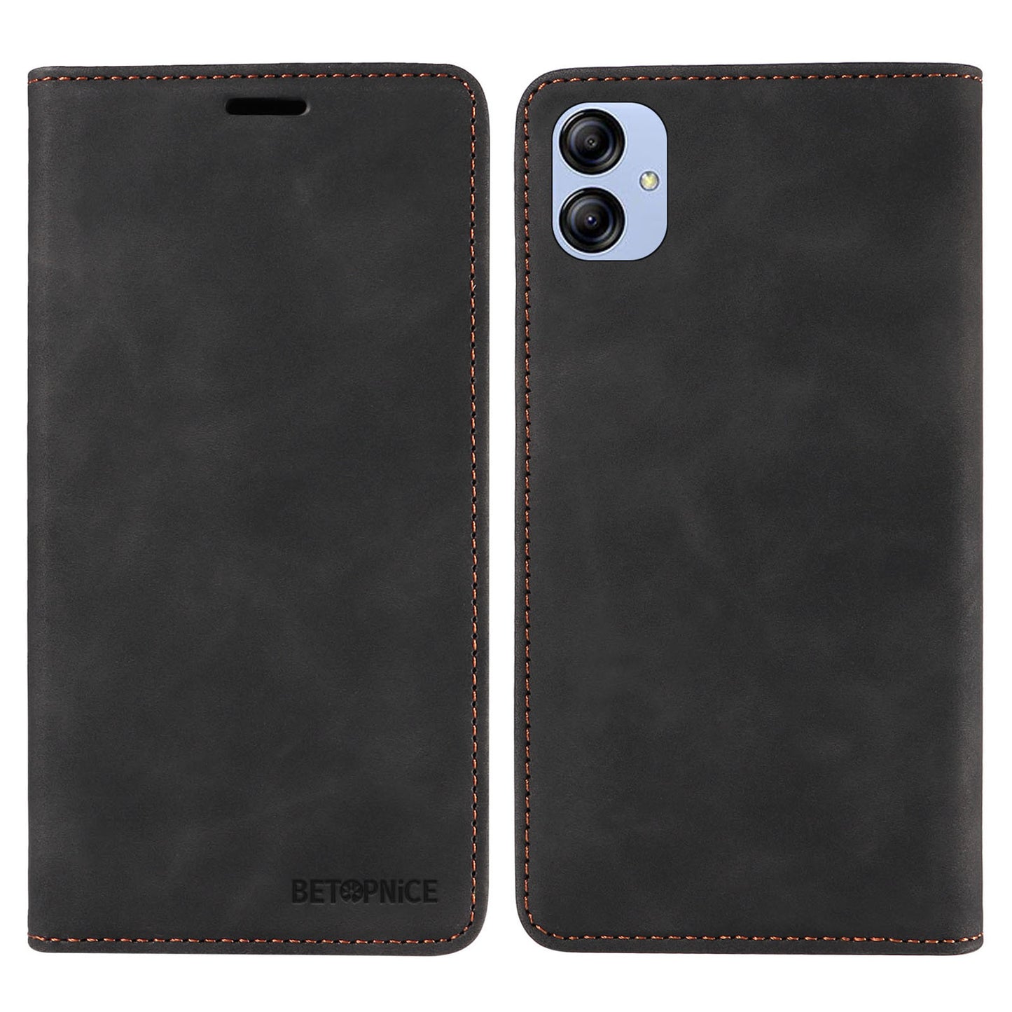 Uniqkart 003 For Samsung Galaxy A04e 4G / F04 4G / M04 4G Wallet Cell Phone Case RFID Blocking PU Leather Stand Cover - Black