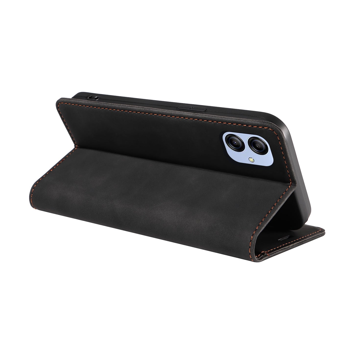 Uniqkart 003 For Samsung Galaxy A04e 4G / F04 4G / M04 4G Wallet Cell Phone Case RFID Blocking PU Leather Stand Cover - Black
