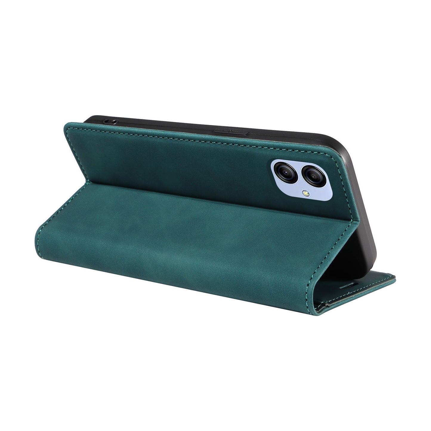 Uniqkart 003 For Samsung Galaxy A04e 4G / F04 4G / M04 4G Wallet Cell Phone Case RFID Blocking PU Leather Stand Cover - Green
