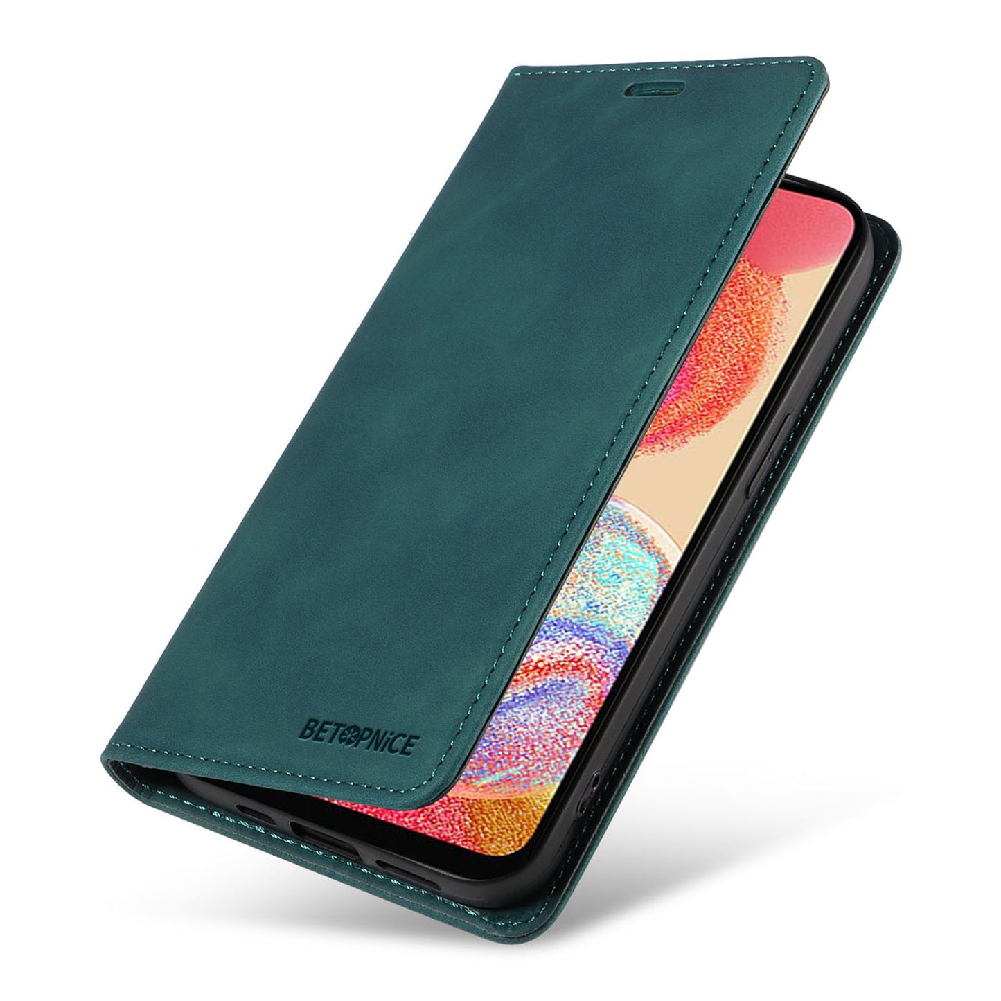 Uniqkart 003 For Samsung Galaxy A04e 4G / F04 4G / M04 4G Wallet Cell Phone Case RFID Blocking PU Leather Stand Cover - Green