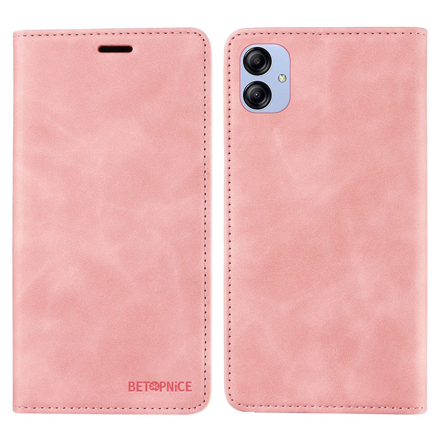 Uniqkart 003 For Samsung Galaxy A04e 4G / F04 4G / M04 4G Wallet Cell Phone Case RFID Blocking PU Leather Stand Cover - Pink