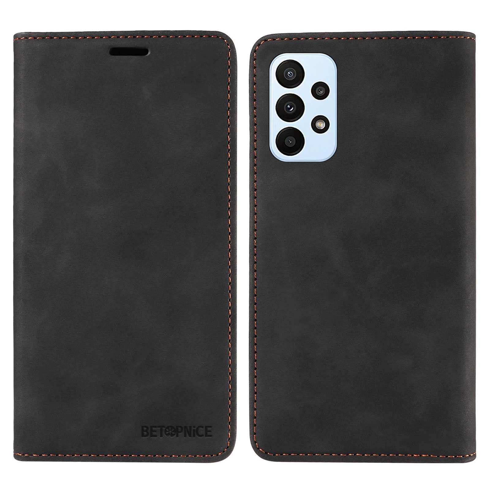 Uniqkart 003 For Samsung Galaxy A73 5G Slim-Fit PU Leather Stand Cover RFID Blocking Wallet Phone Case - Black