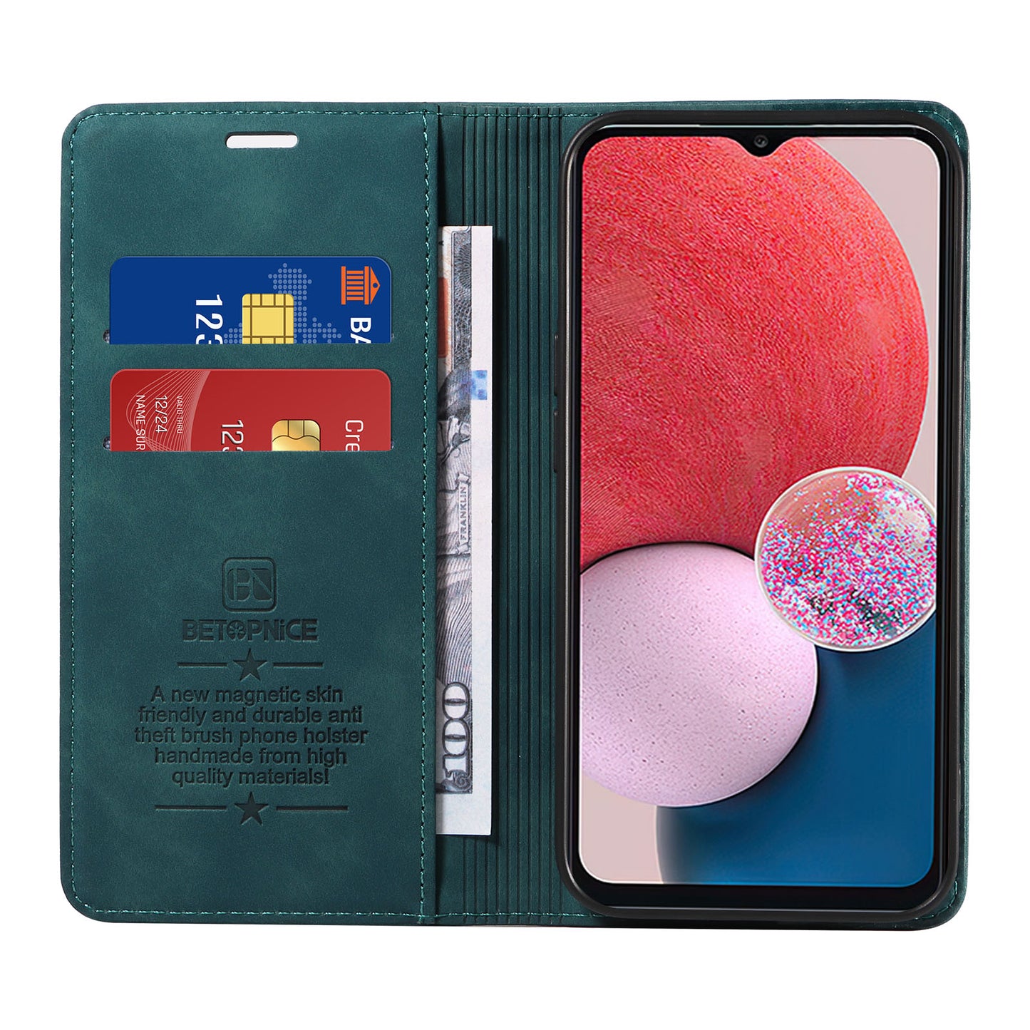 Uniqkart 003 Samsung Galaxy A13 4G / A13 5G / A04s 4G / M13 5G / A04 4G Phone Case Wallet RFID Blocking Cover - Green