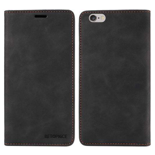 Uniqkart 003 For iPhone 6 Plus / 7 Plus / 8 Plus / 6s Plus TPU+PU Leather Stand Cover RFID Blocking Wallet Cell Phone Case - Black