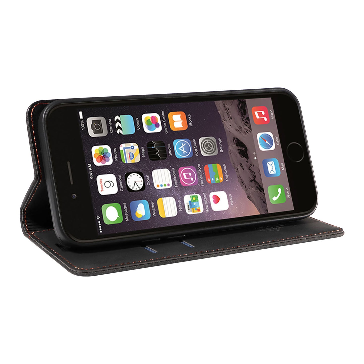 Uniqkart 003 For iPhone 6 Plus / 7 Plus / 8 Plus / 6s Plus TPU+PU Leather Stand Cover RFID Blocking Wallet Cell Phone Case - Black