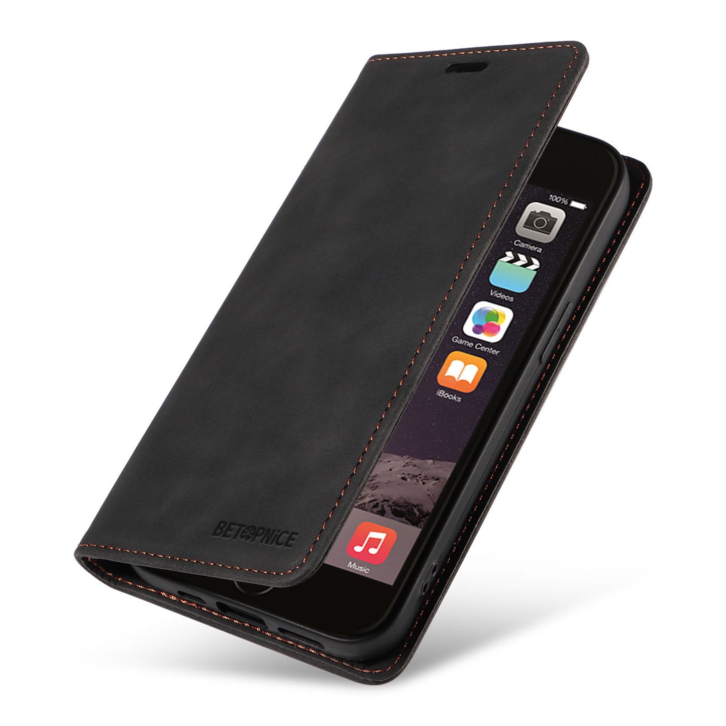 Uniqkart 003 For iPhone 6 Plus / 7 Plus / 8 Plus / 6s Plus TPU+PU Leather Stand Cover RFID Blocking Wallet Cell Phone Case - Black