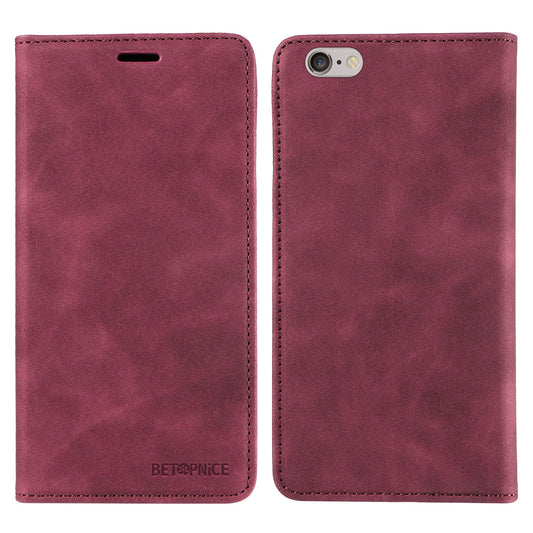 Uniqkart 003 For iPhone 6 Plus / 7 Plus / 8 Plus / 6s Plus TPU+PU Leather Stand Cover RFID Blocking Wallet Cell Phone Case - Red