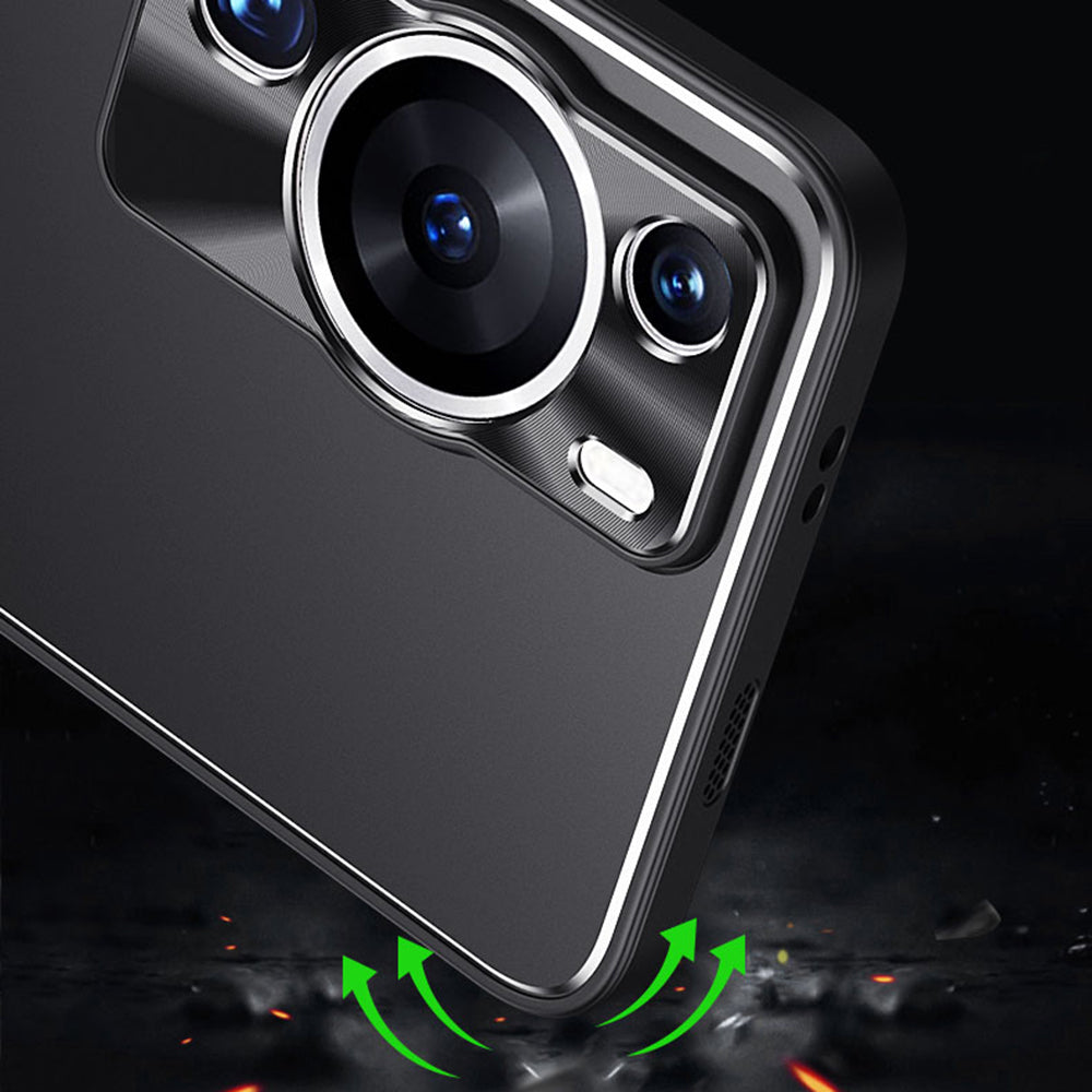 Uniqkart for Huawei P60 Pro Kickstand Phone Cover TPU + Aluminium Alloy Anti-drop Phone Case - Gold