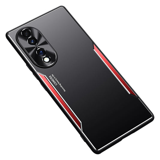 Uniqkart for Honor 70 5G Aluminium Alloy+TPU Anti-Scratch Case Shockproof Phone Cover - Red