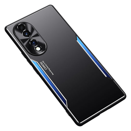 Uniqkart for Honor 70 5G Aluminium Alloy+TPU Anti-Scratch Case Shockproof Phone Cover - Blue