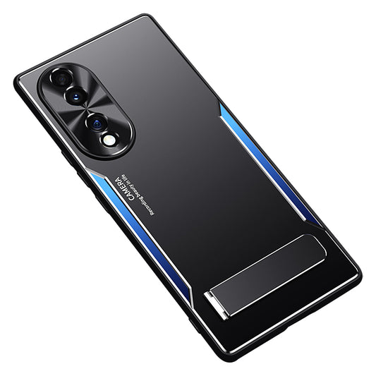 Kickstand Phone Case for Honor 70 5G , TPU + Aluminium Alloy Shockproof Phone Cover - Blue