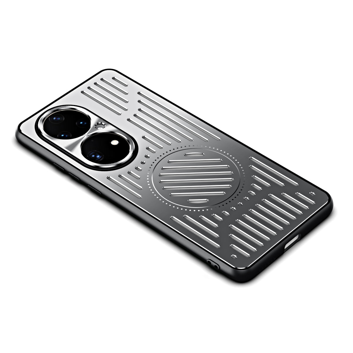 Uniqkart for Huawei P50 Pro 4G Magnetic Phone Case Hollow Heat Dissipation TPU + Aluminum Alloy Back Cover - Silver