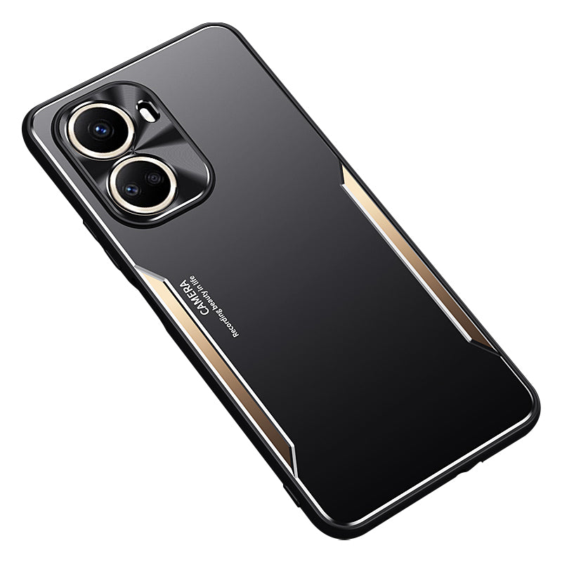 Uniqkart for Huawei nova 10 SE 4G Phone Case Anti-scratch Aluminium Alloy+TPU Smartphone Cover - Gold