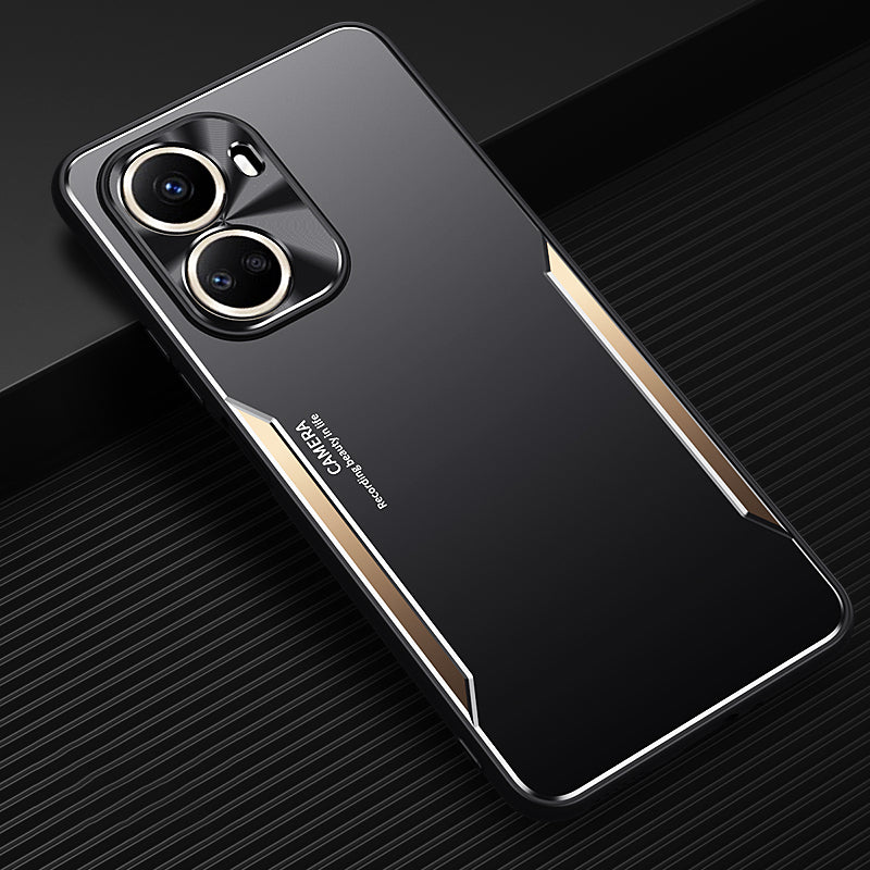 Uniqkart for Huawei nova 10 SE 4G Phone Case Anti-scratch Aluminium Alloy+TPU Smartphone Cover - Gold