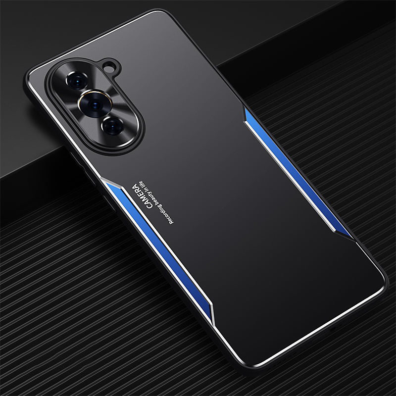 Uniqkart for Huawei nova 10 4G Anti-drop Phone Case Aluminium Alloy + TPU Cell Phone Cover - Blue