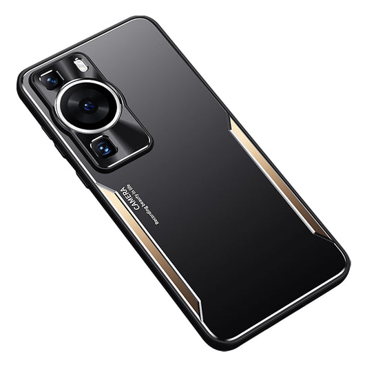 Uniqkart for Huawei P60 Shockproof Phone Case Aluminium Alloy+TPU Anti-scratch Cover - Gold