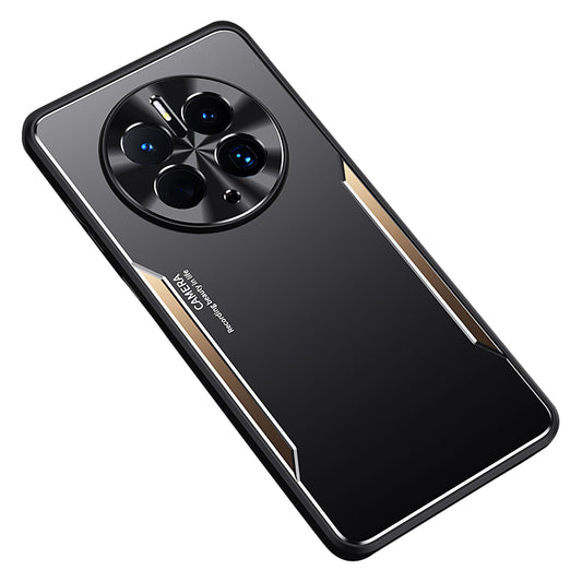 Uniqkart for Huawei Mate 50 Pro 4G Aluminium Alloy+TPU Cover Shockproof Mobile Phone Case - Gold