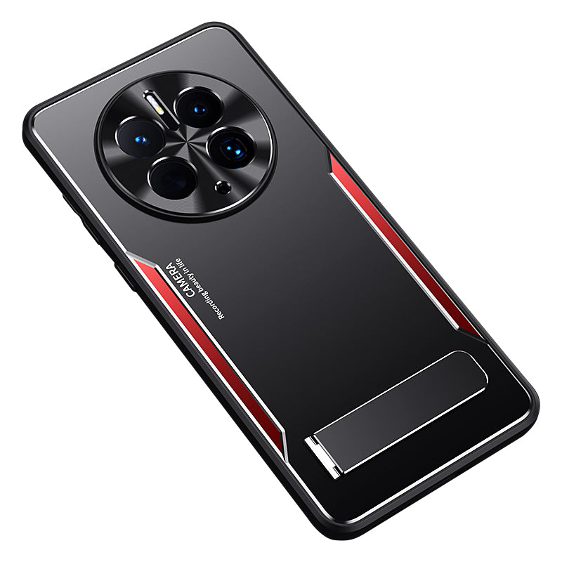 Uniqkart for Huawei Mate 50 Pro 4G TPU+Aluminium Alloy Kickstand Phone Case Shockproof Back Cover - Red
