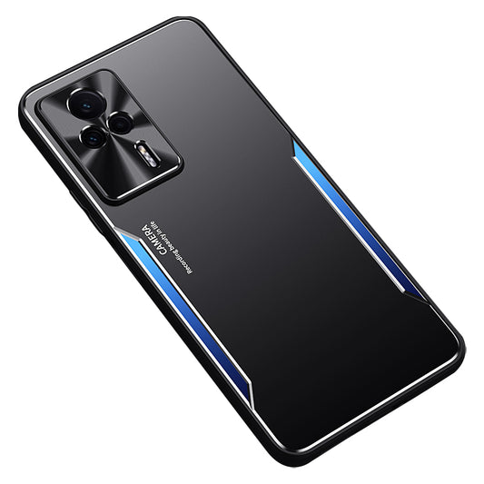 Uniqkart for Xiaomi Redmi K60E 5G Anti-Scratch Back Case Aluminium Alloy+TPU Cell Phone Cover - Blue
