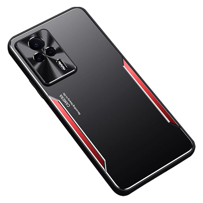 Uniqkart for Xiaomi Redmi K60E 5G Anti-Scratch Back Case Aluminium Alloy+TPU Cell Phone Cover - Red