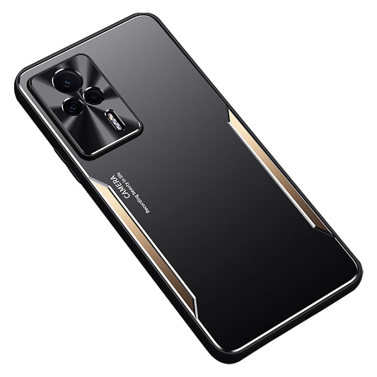 Uniqkart for Xiaomi Redmi K60E 5G Anti-Scratch Back Case Aluminium Alloy+TPU Cell Phone Cover - Gold