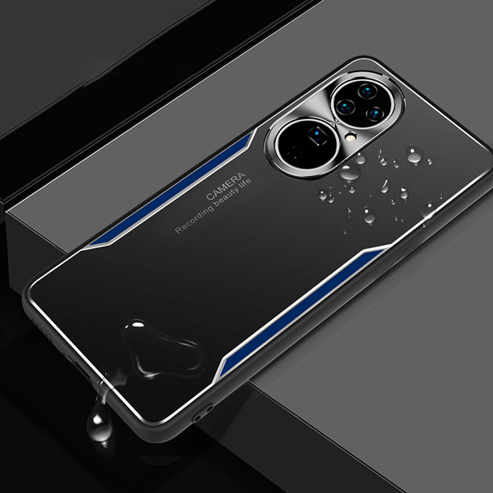 Shockproof Phone Case for Huawei P50 Pro 4G Aluminium Alloy+TPU Back Cover - Blue