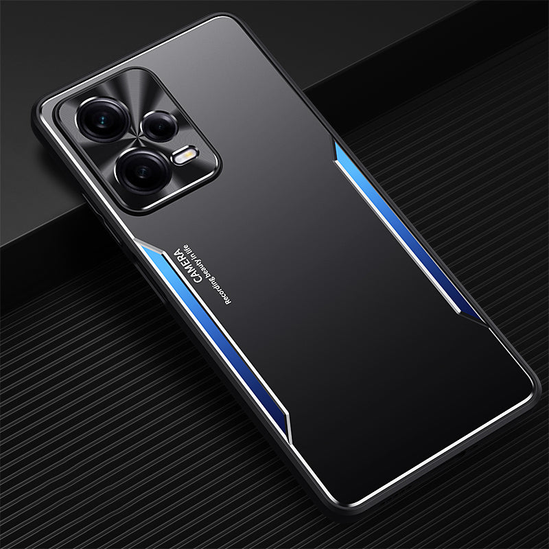 Uniqkart for Xiaomi Redmi Note 12 Pro+ 5G Drop-proof Case Aluminium Alloy+TPU Phone Cover - Blue