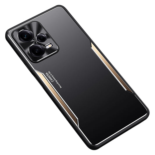 Uniqkart for Xiaomi Redmi Note 12 Pro 5G Aluminium Alloy + TPU Back Cover Anti-drop Mobile Case - Gold