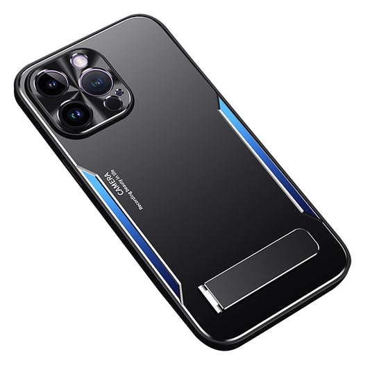 Cell Phone Case For iPhone 12 Pro , TPU + Aluminium Alloy Phone Cover Shell with Kickstand - Blue