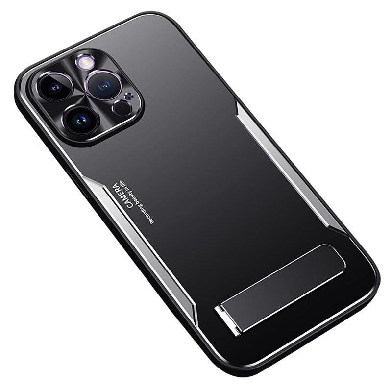 Cell Phone Case For iPhone 12 Pro , TPU + Aluminium Alloy Phone Cover Shell with Kickstand - Silver