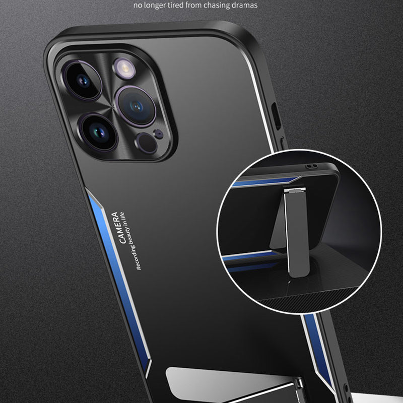 Cell Phone Case For iPhone 12 Pro , TPU + Aluminium Alloy Phone Cover Shell with Kickstand - Silver