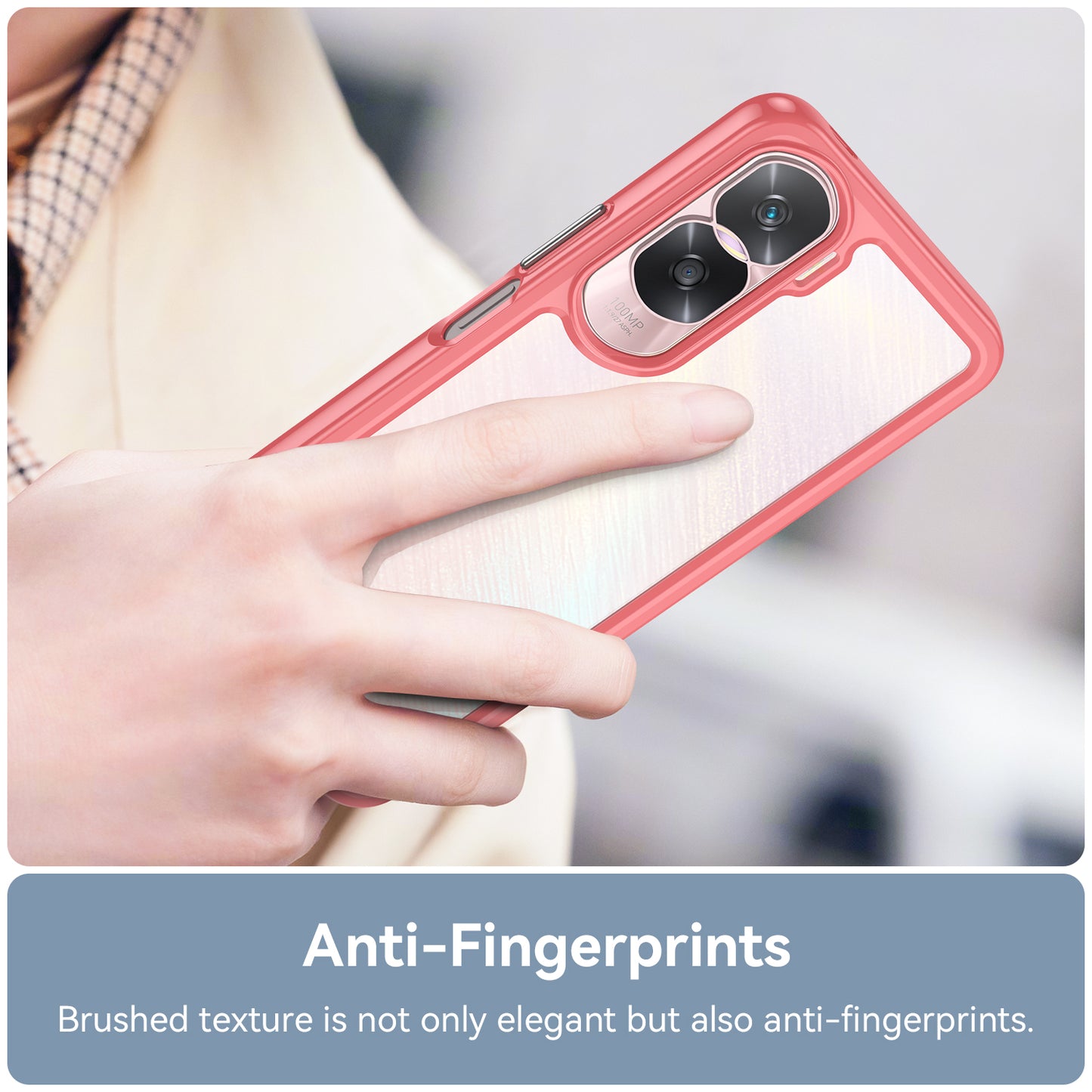 Uniqkart for Honor 90 Lite 5G / X50i TPU+Acrylic Mobile Phone Back Cover Clear Protective Shockproof Case - Red