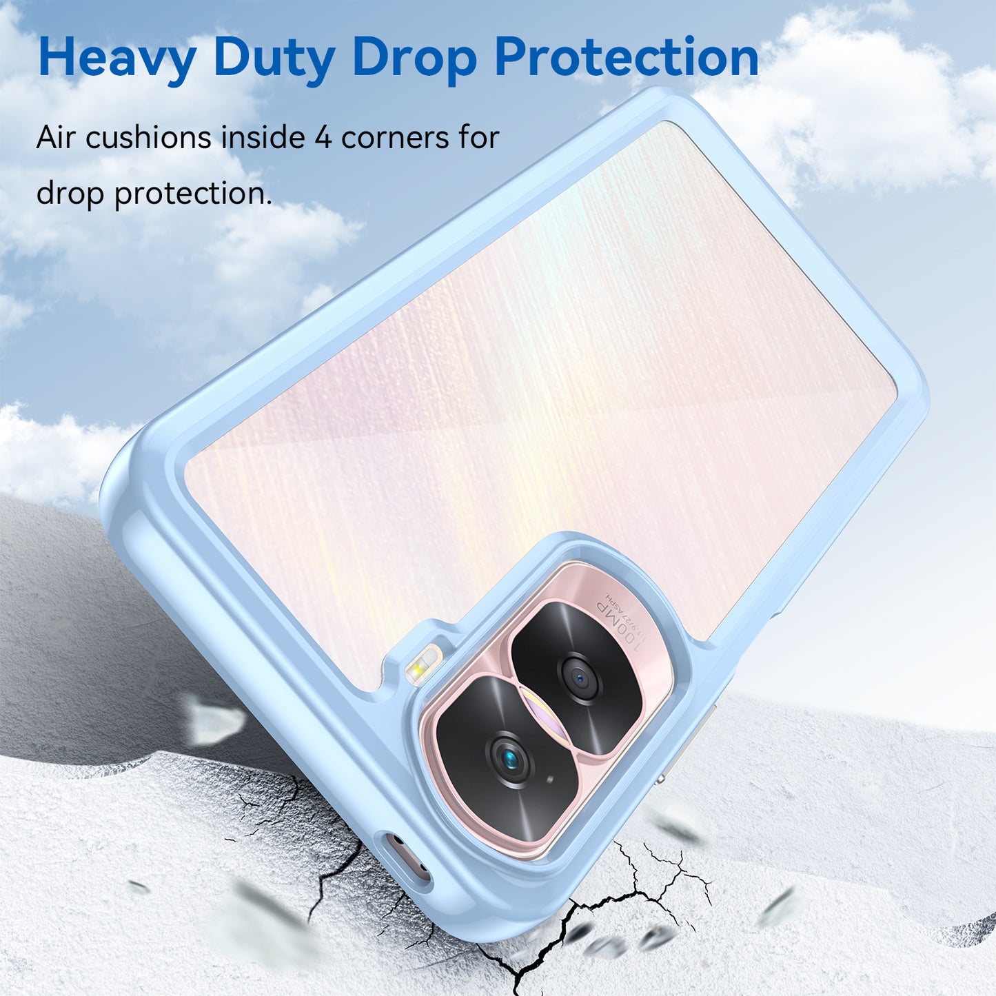 Uniqkart for Honor 90 Lite 5G / X50i TPU+Acrylic Mobile Phone Back Cover Clear Protective Shockproof Case - Blue