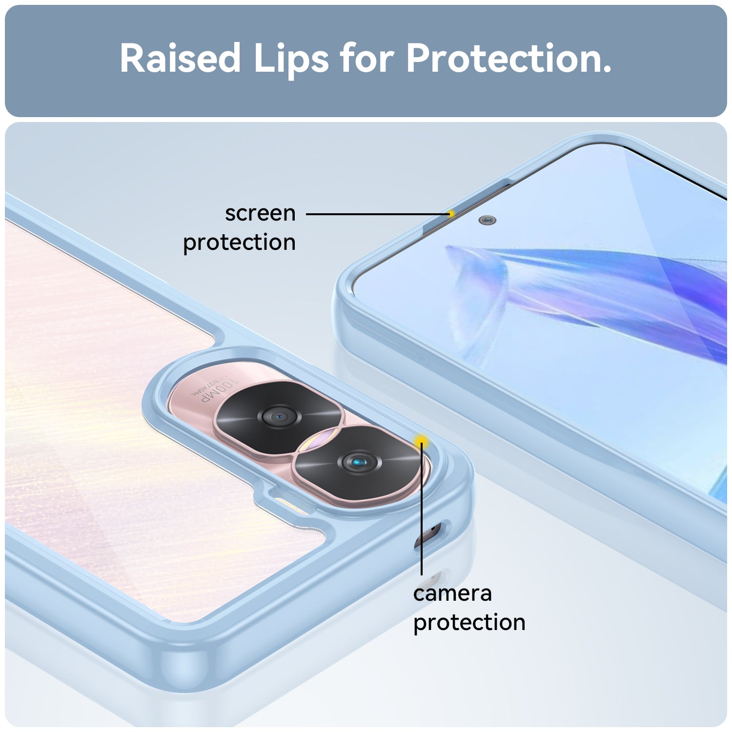 Uniqkart for Honor 90 Lite 5G / X50i TPU+Acrylic Mobile Phone Back Cover Clear Protective Shockproof Case - Blue