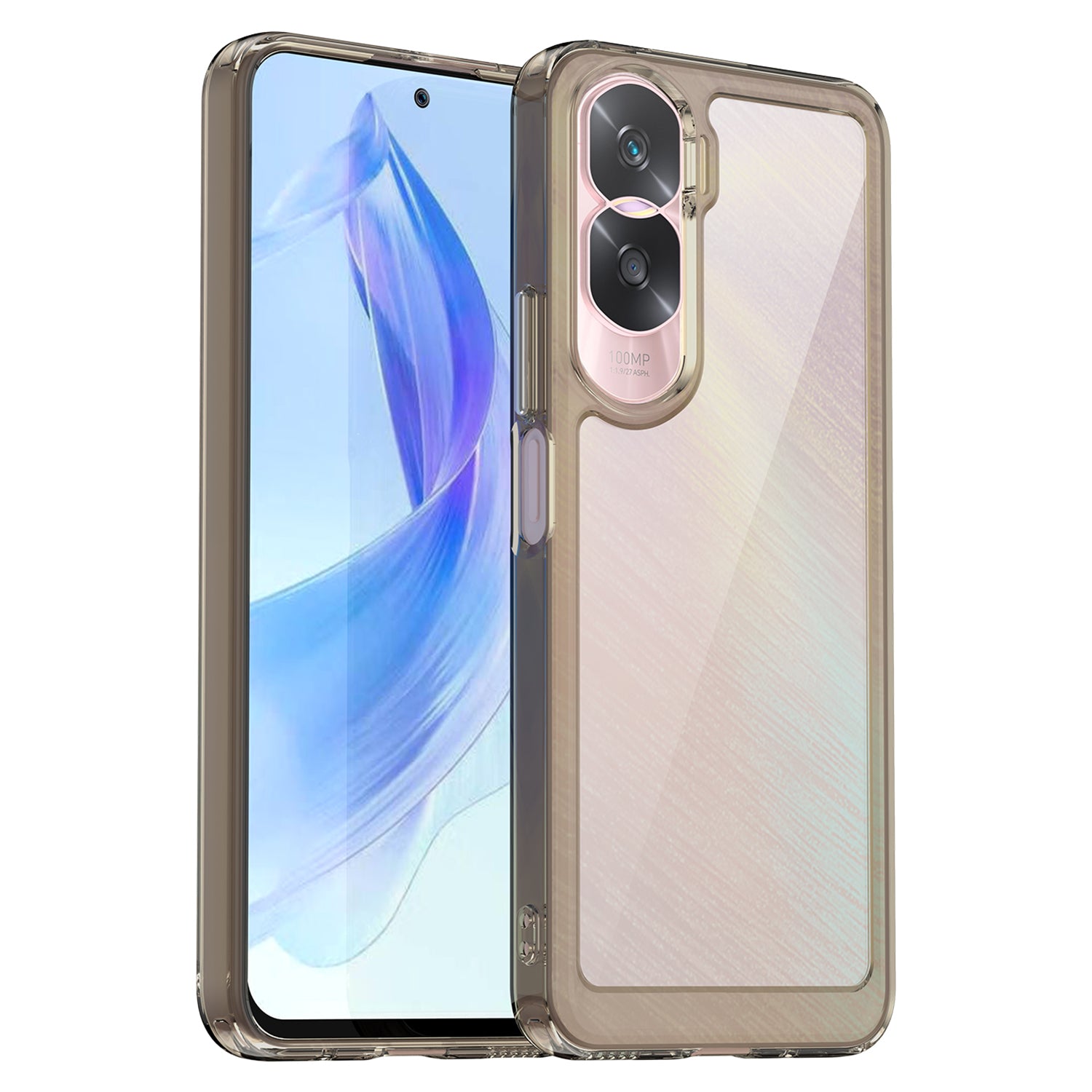 Uniqkart for Honor 90 Lite 5G / X50i TPU+Acrylic Mobile Phone Back Cover Clear Protective Shockproof Case - Transparent Grey